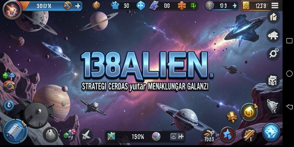 Tangkapan layar dari gameplay 138ALIEN yang menunjukkan pertempuran strategis luar angkasa.