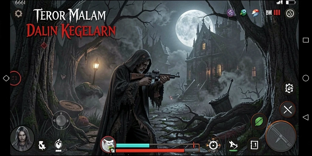 Screenshot gameplay 666I menampilkan suasana mencekam dan misterius.