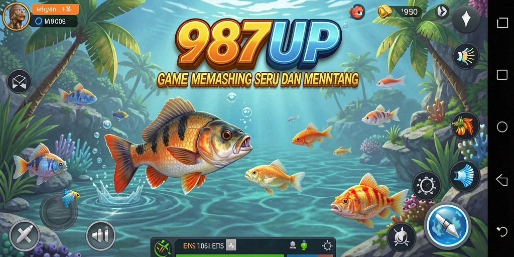 Screenshot 987UP menampilkan aksi memancing yang mendebarkan.