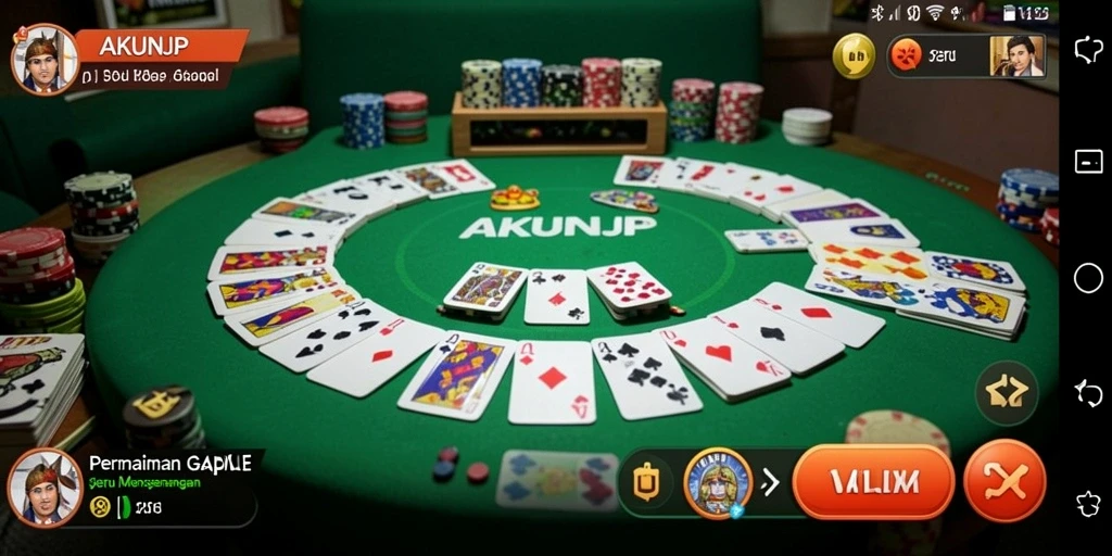 Tampilan gameplay seru AKUNJP saat bermain Gaple.