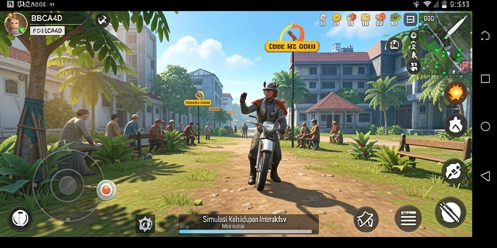 Tangkapan layar dari gameplay BBCA4D yang menunjukkan simulasi kehidupan.