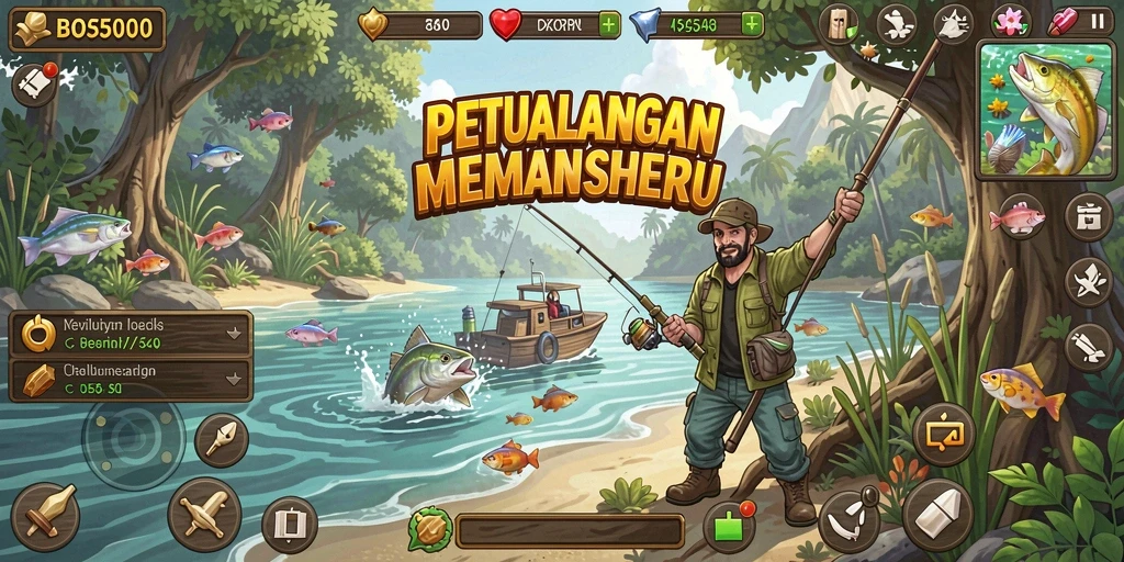 Tangkapan ikan besar dalam gameplay BOS5000 yang seru.