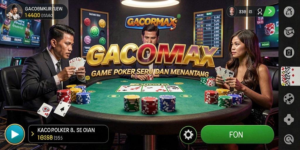 Tampilan gameplay poker yang menarik dan interaktif di GACORMAX.