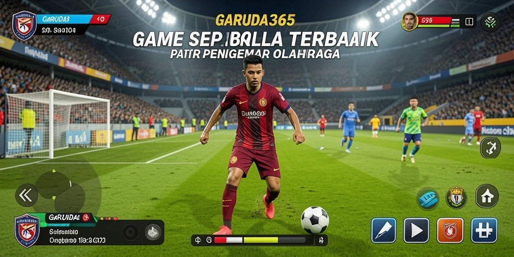 Screenshot GARUDA365 menampilkan aksi seru dalam permainan sepak bola.