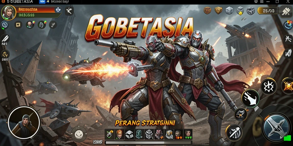 Screenshot permainan GOBETASIA yang menunjukkan taktik dan strategi di lapangan.