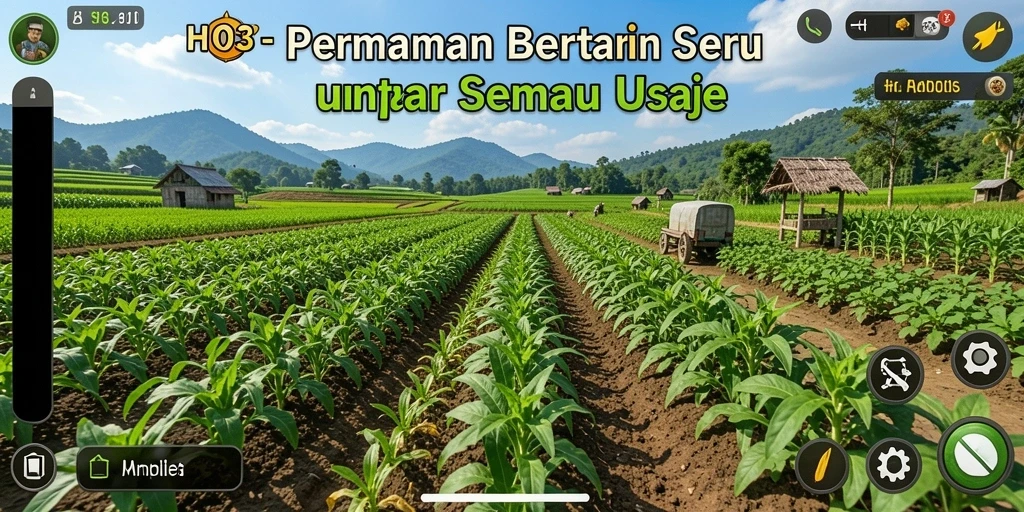 Tampilan gameplay H03 yang menampilkan aktivitas bertani yang seru.