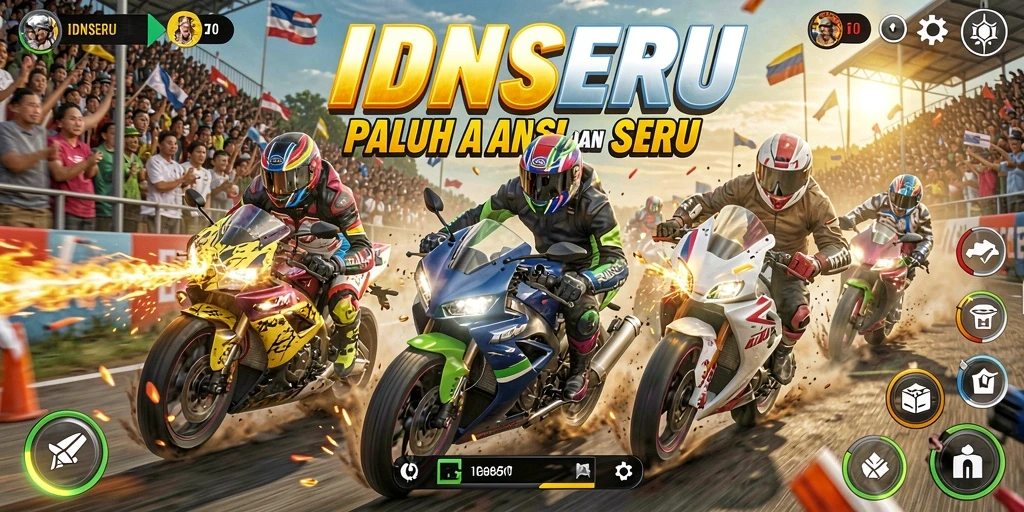 Gameplay seru balapan motor di IDNSERU yang menegangkan.