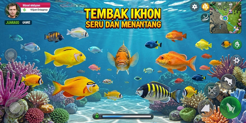 Screenshot gameplay JUARAGO dengan aksi tembak ikan yang seru.