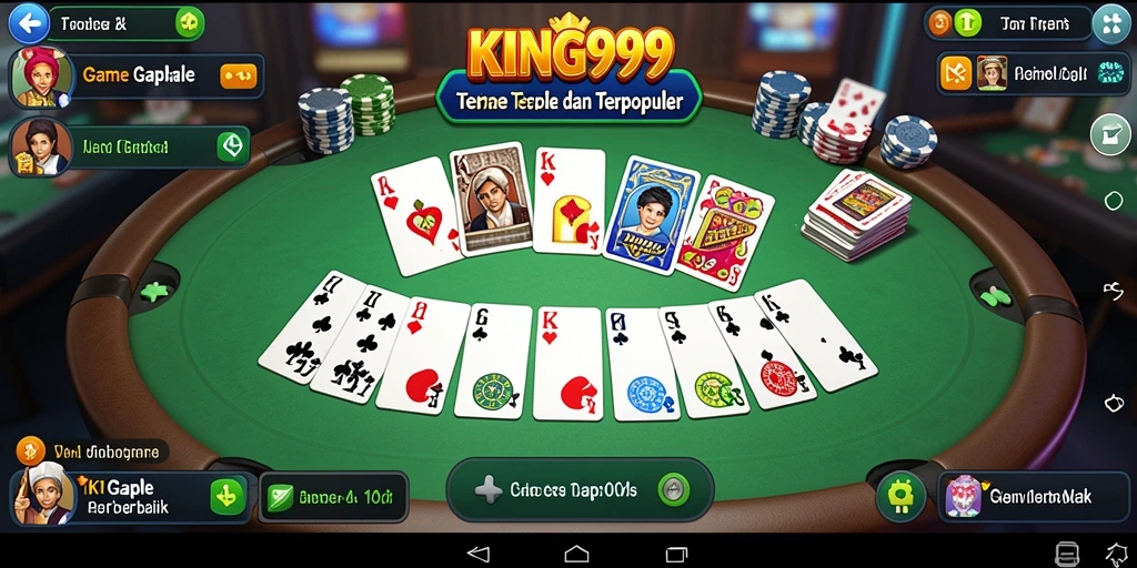 Screenshot gameplay KING999 menampilkan serunya bermain Gaple bersama teman.