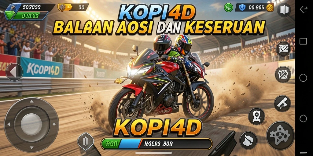 Tampilan seru gameplay KOPI4D saat balapan motor.