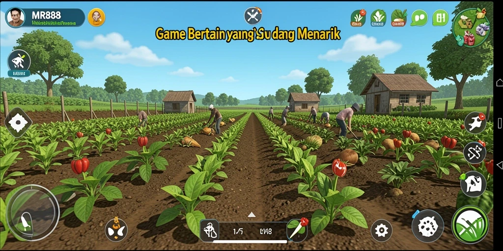 Tampilan gameplay MR888 yang mendebarkan dan penuh warna dalam bertani.