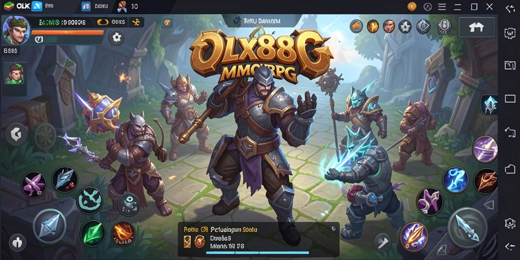 Screenshot utama OLX888 menampilkan aksi seru dalam dunia MMORPG.
