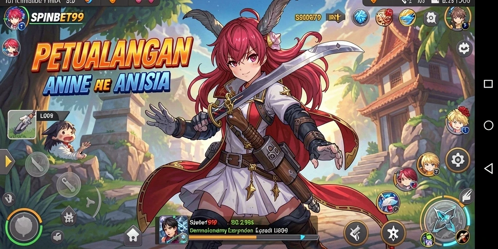 Tampilan menarik dari gameplay SPINBET99 yang penuh warna dan karakter Anime.