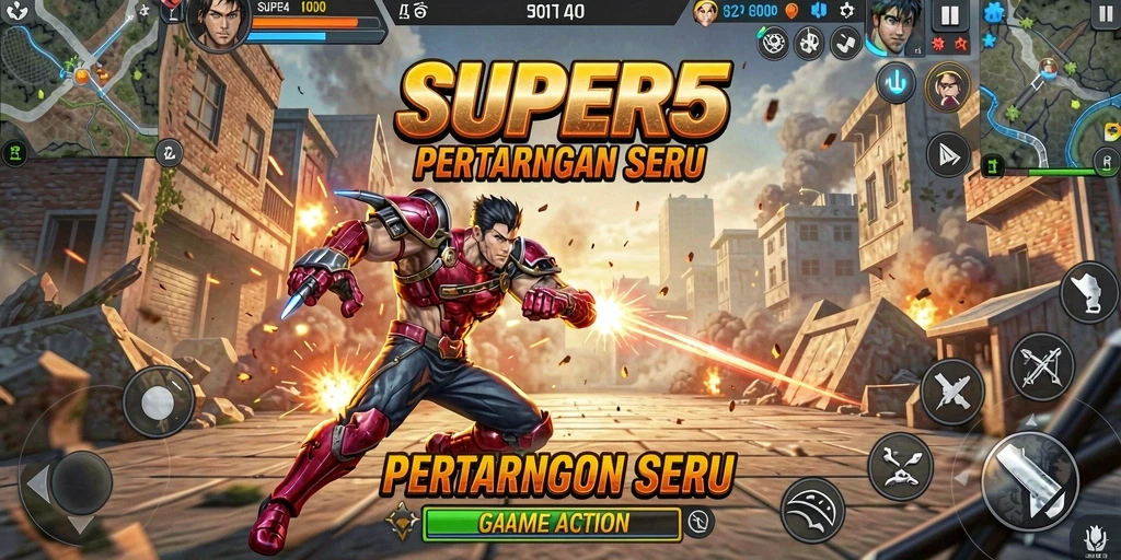 Gameplay SUPER5 yang penuh aksi dan seru.